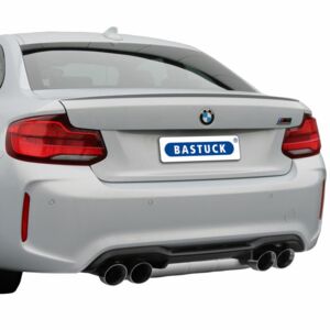 BMW M2 F87 Competition après 2018, système d’échappement sportif après filtre à particules, silencieux arrière, avec 2x sortie double Ø 100 mm LH+RH en RACE Look, coupé obliquement à 30°, avec clapet d‘échappement