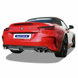 BASTUCK Sportauspuffanlage für den BMW Z4 G29 M40i ab 2018, Endschalldämpfer + Adapter, Endschalldämpfer mit Doppel-Endrohr LH+RH 2x Ø 90 mm im RACE Look mit Klappensteuerung