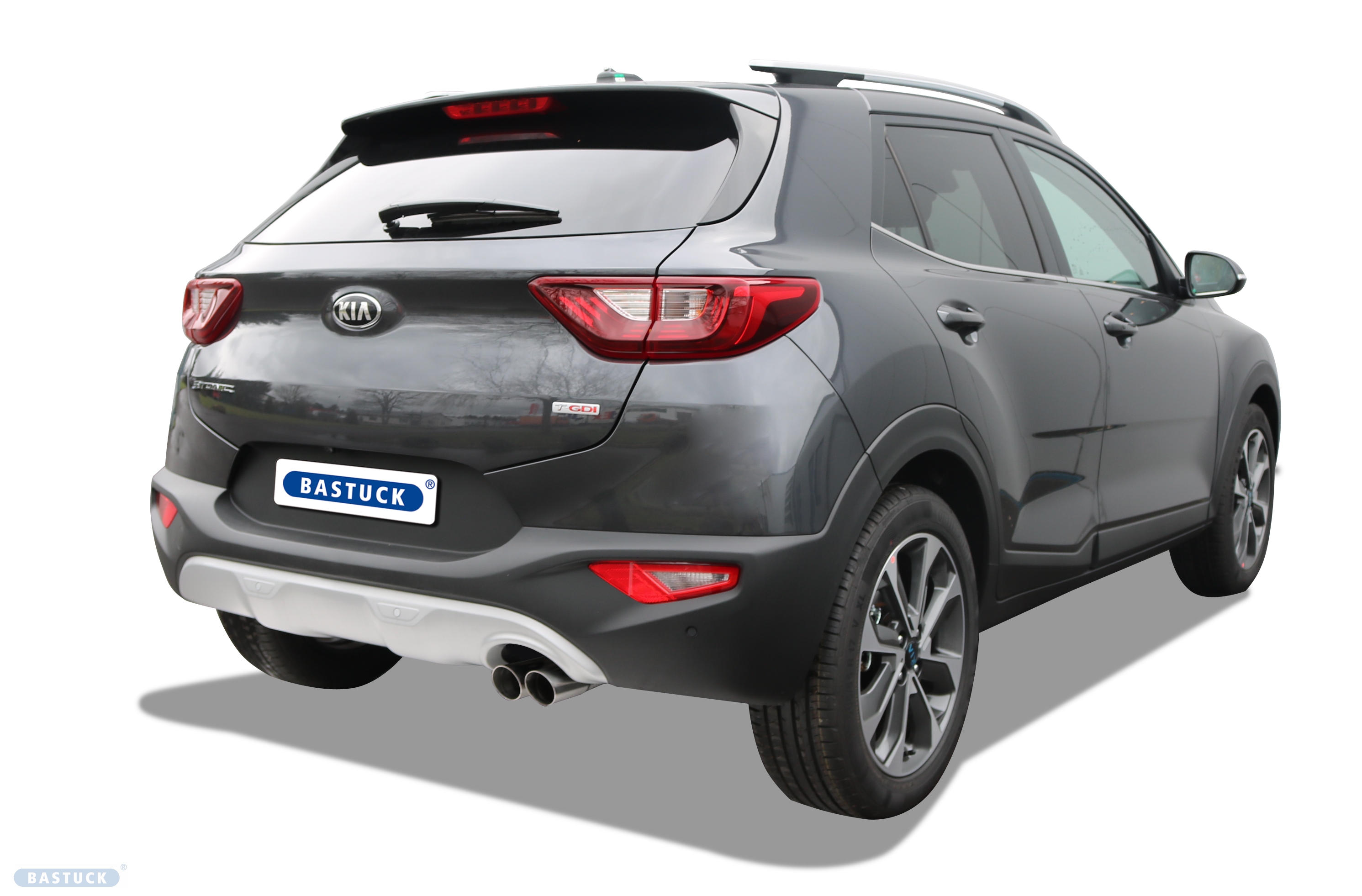 KIA Stonic, BASTUCK sports exhaust behind the catalyst, rear silencer with tailpipe 